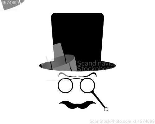 Image of cylinder hat eyeglasses and mustaches