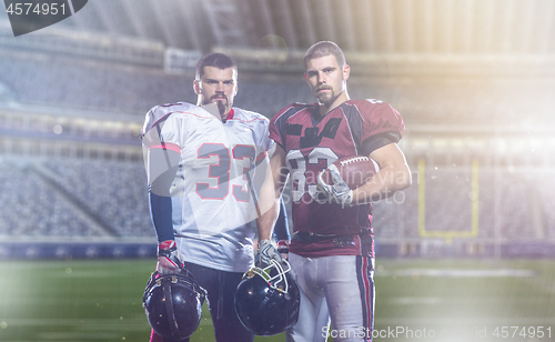 Image of portrait of confident American football players