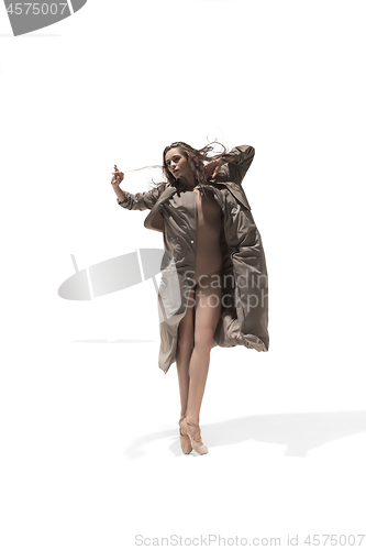 Image of Beautiful slim young female modern jazz contemporary style ballet dancer