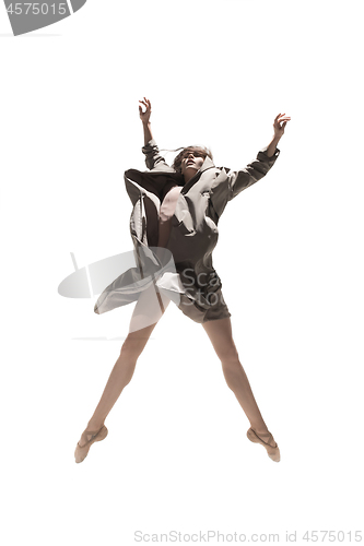 Image of Beautiful slim young female modern jazz contemporary style ballet dancer