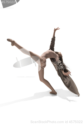 Image of Beautiful slim young female modern jazz contemporary style ballet dancer