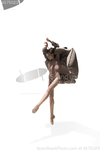 Image of Beautiful slim young female modern jazz contemporary style ballet dancer