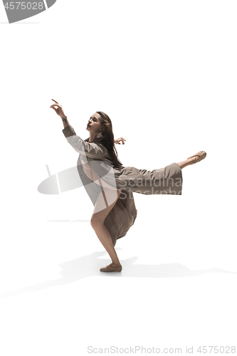 Image of Beautiful slim young female modern jazz contemporary style ballet dancer