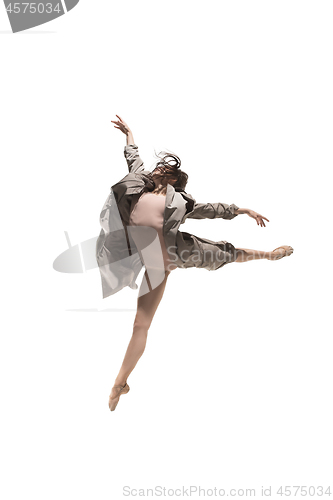 Image of Beautiful slim young female modern jazz contemporary style ballet dancer