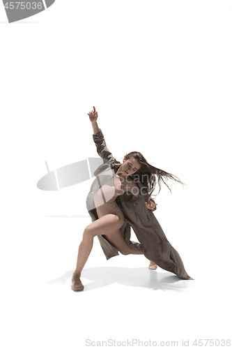 Image of Beautiful slim young female modern jazz contemporary style ballet dancer