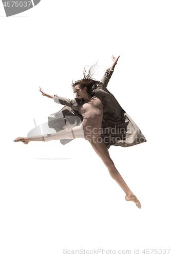 Image of Beautiful slim young female modern jazz contemporary style ballet dancer