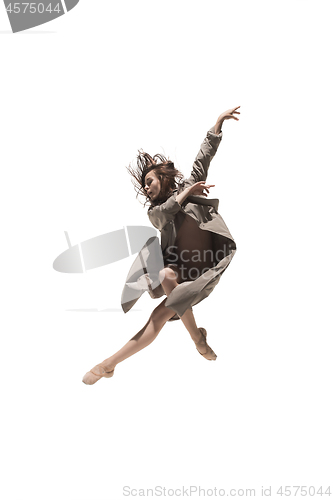 Image of Beautiful slim young female modern jazz contemporary style ballet dancer