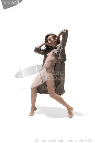 Image of Beautiful slim young female modern jazz contemporary style ballet dancer