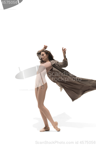 Image of Beautiful slim young female modern jazz contemporary style ballet dancer