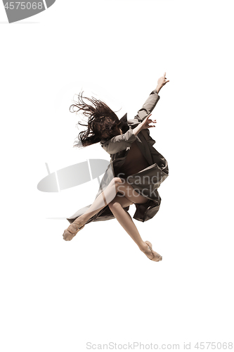 Image of Beautiful slim young female modern jazz contemporary style ballet dancer