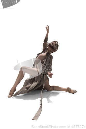 Image of Beautiful slim young female modern jazz contemporary style ballet dancer