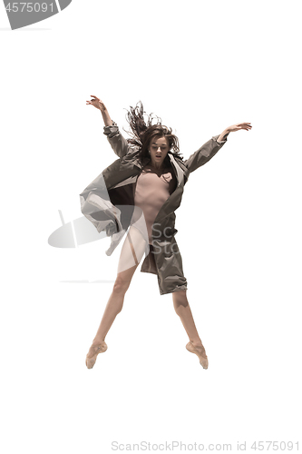 Image of Beautiful slim young female modern jazz contemporary style ballet dancer