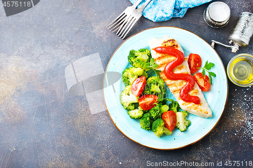 Image of fried chicken with broccoli