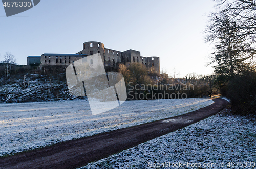Image of Borgholm Castle by the first snow