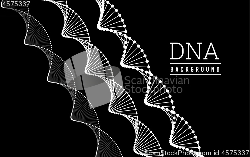 Image of DNA structure. Deoxyribonucleic acid. Vector illustration on black