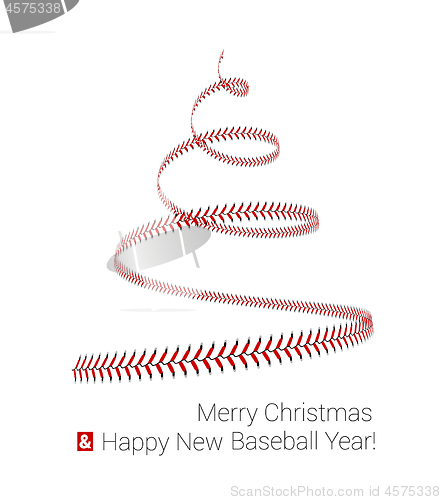 Image of Christmas tree twisted in the form of lacing from a baseball. Vector 3d illustration on a white