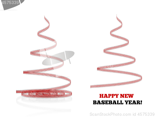 Image of Christmas tree twisted in the form of lacing from a baseball. Vector 3d illustration on a white