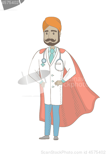 Image of Young indian doctor dressed as a superhero.
