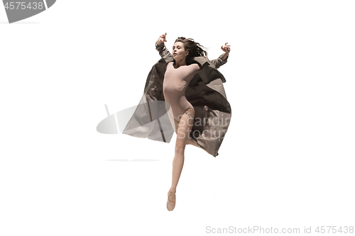 Image of Beautiful slim young female modern jazz contemporary style ballet dancer