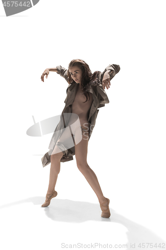 Image of Beautiful slim young female modern jazz contemporary style ballet dancer