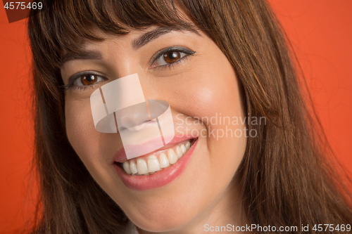 Image of The close up eyes on face of young beautiful caucasian girl