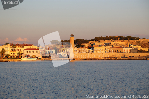 Image of Harbour in Rethymno at sunrise, Crete island, Greece