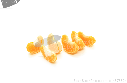 Image of Tasty tangerine slices isolated on white background