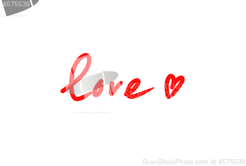 Image of Word LOVE with abstract heart on white background