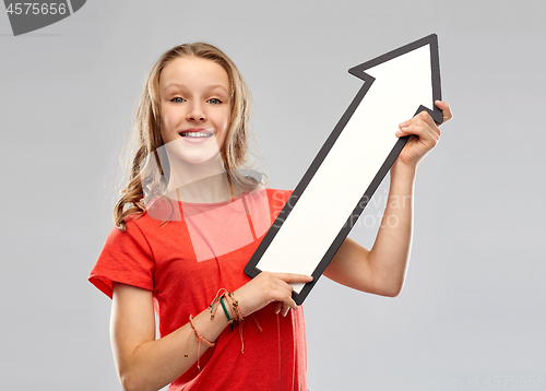 Image of teenage girl with arrow shows north east direction