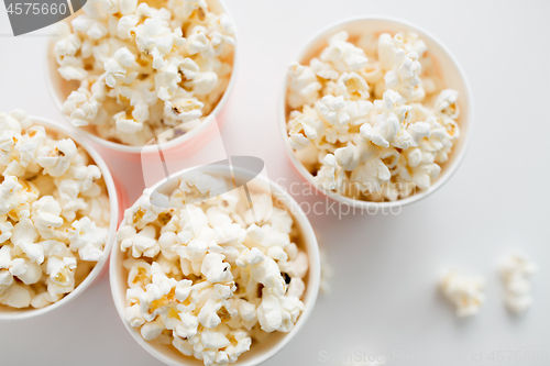 Image of close up of popcorn in disposable paper cups