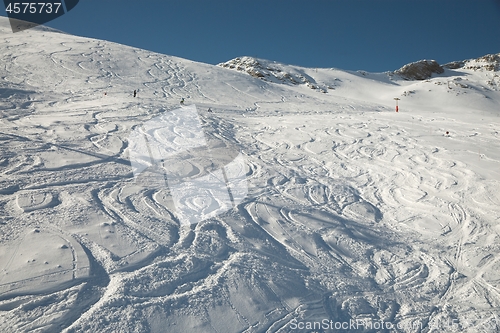 Image of Ski Slope with Fresh Curves