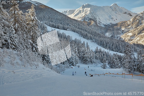 Image of Skiing slopes from the top