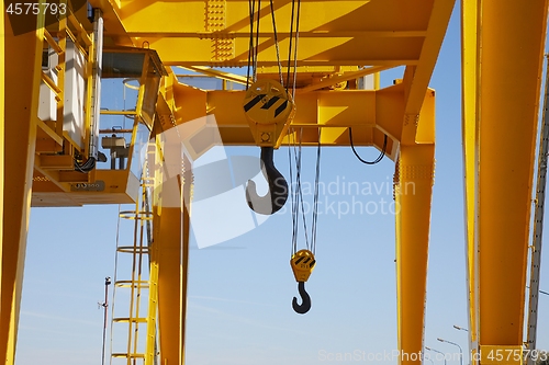 Image of Crane with hooks hanging