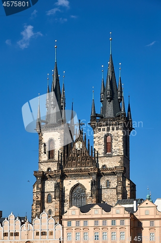 Image of Prague main square view with Tyn church