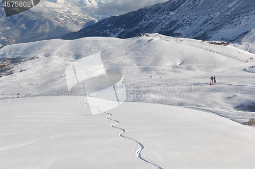 Image of Ski slope with Fresh Curves