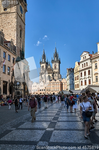 Image of Prague main square view with Tyn church