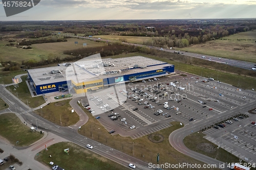 Image of Ikea store sign on blue wall