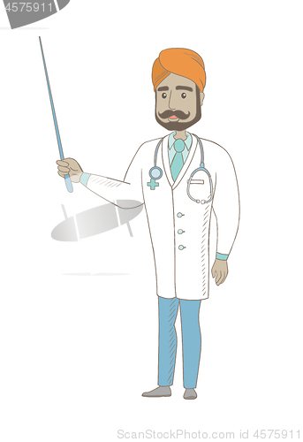 Image of Young indian doctor holding pointer stick.