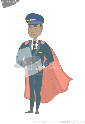 Image of Young african-american pilot dressed as superhero.