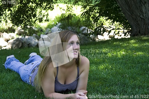Image of Beautiful Girl in the Park