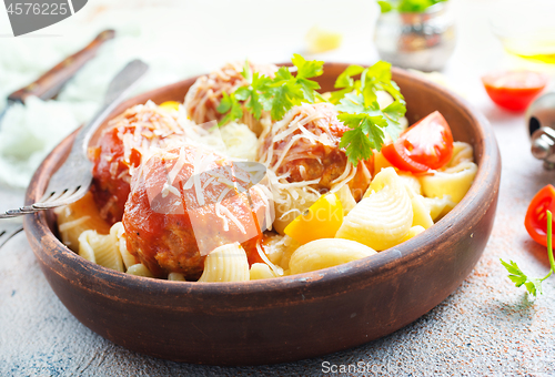 Image of pasta with meatballs