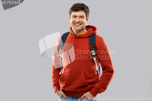 Image of young man or student with school bag or backpack