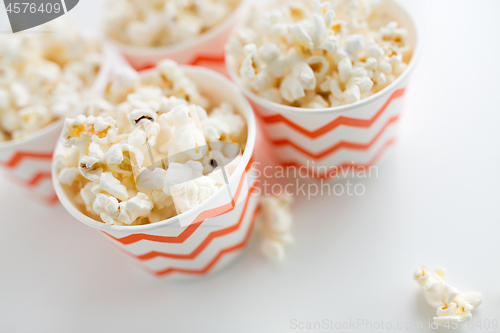 Image of close up of popcorn in disposable paper cups