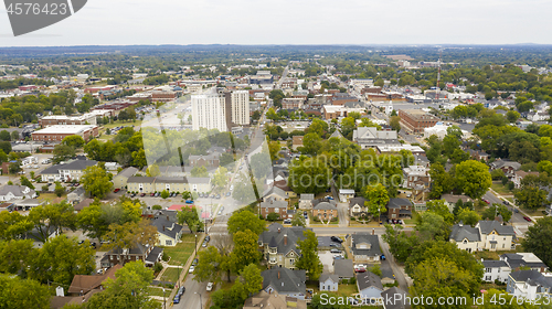 Image of Overcast Day Aerial View over the Urban Downtown Area of Bowling