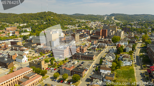 Image of Bright and Sunny Day Aerial View Over Clarksburg West Virginia