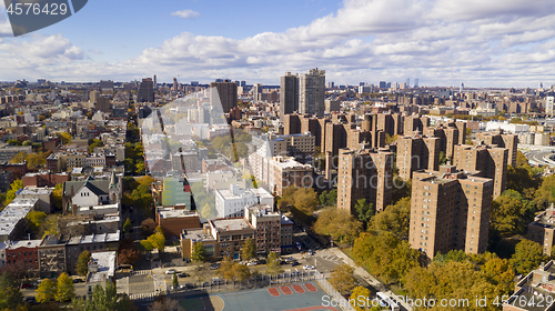 Image of Bright Sunny Day over Housing Authority Buildings in Harlem New 