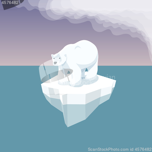 Image of White Bear With Plastic Garbage In The Water