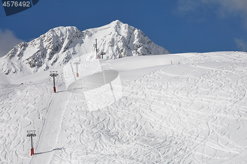 Image of Skiing slopes sunny weather