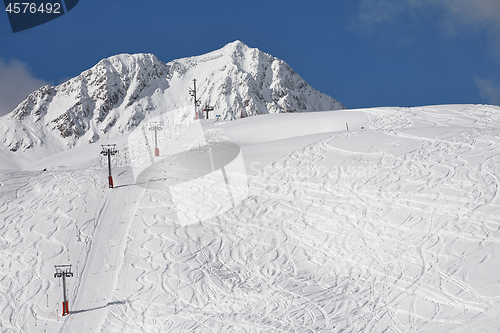 Image of Skiing slopes sunny weather