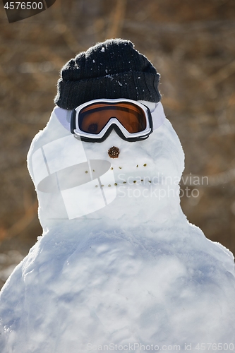 Image of Portrait of a snowman in the mountains
